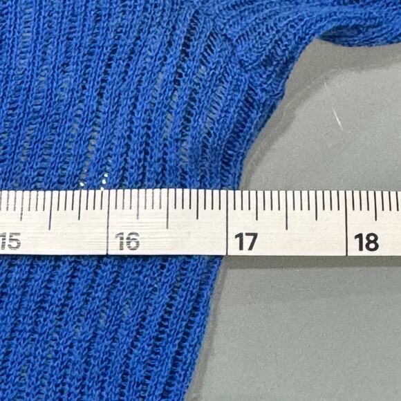 Chico's Travelers Cardigan Womens Sz S (0) Blue Long Open Ribbed Knit Sweater - Picture 4 of 5